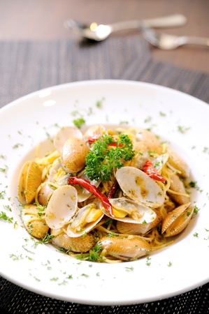Spaghetti shell with Chilliの写真素材