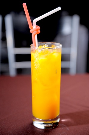 Orange juice in highball glassの写真素材
