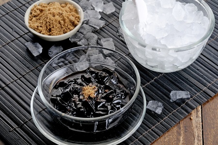 black jelly with syrupの写真素材