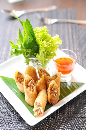 Fried Chinese Traditional Spring rolls foodの写真素材