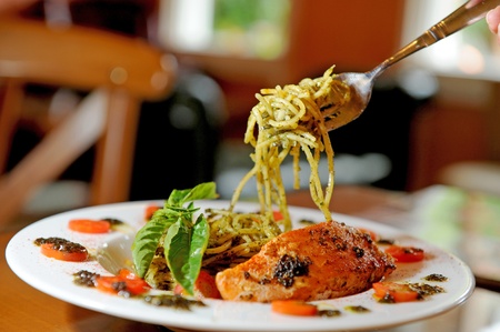 spaghett salmonの写真素材
