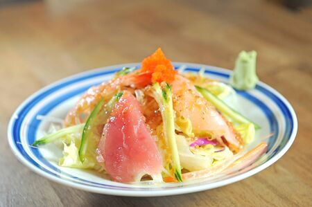 Sashimi and saladの写真素材