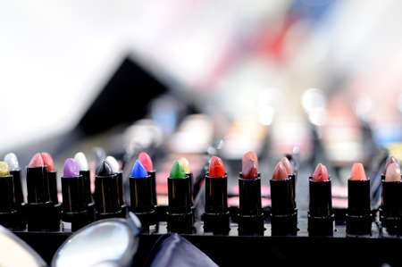 lipstick color samples in beauty cornerの写真素材
