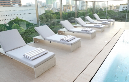 swimming pool high keyの写真素材