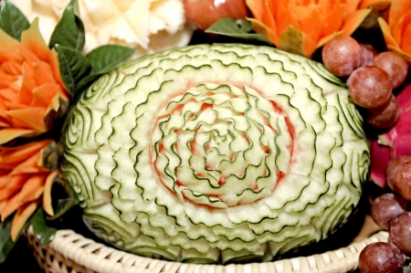 carved watermelonの写真素材
