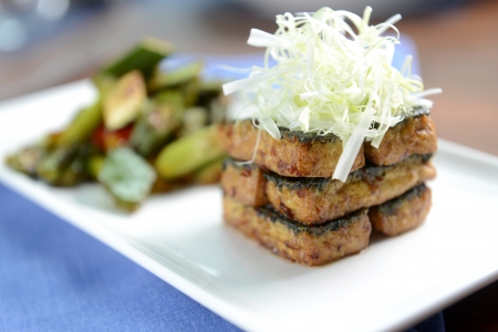 fried tofu steakの写真素材