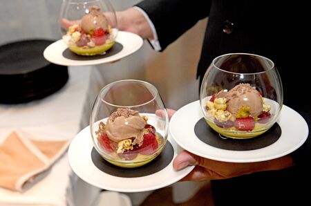 icecream chocolate on handの写真素材