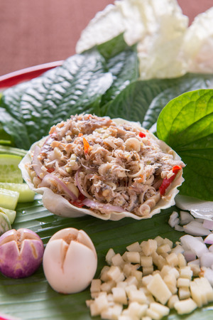 shrimp paste sauce and vegetablesの写真素材