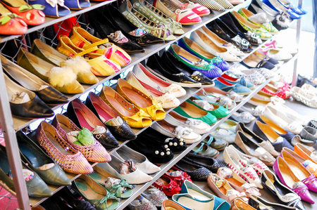 different woman shoes on saleの写真素材