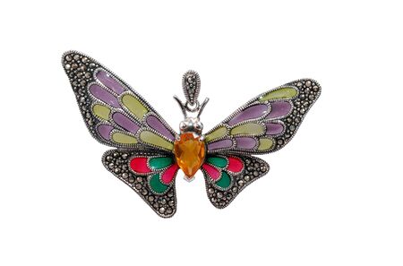 pendant butterfly with  diamonds isolate on white background
