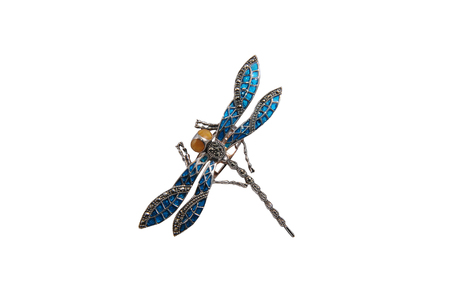 dragonfly pendant on white isolated backgroundの写真素材