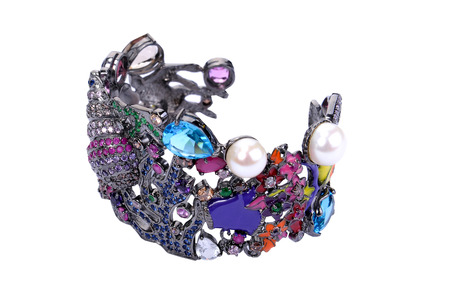 Bracelet with gem stone isolated on white backgroundの写真素材