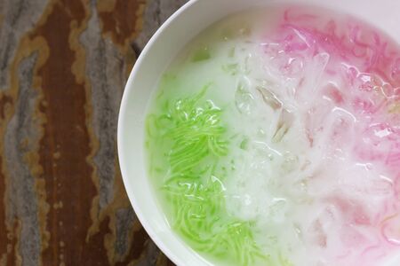 Thai dumplings in coconut milk. Thailand dessert. Salimの写真素材