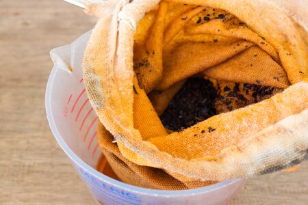 Dregs tea in filter bag, local method for making ice tea.