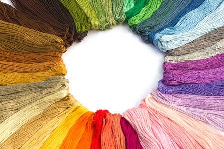 sewing threads for embroidery on white background
