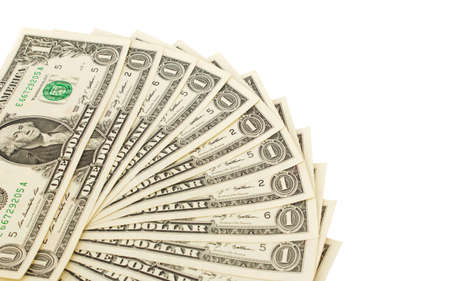 One Dollar bills on white isolate background. Business concept background. With copy space.の写真素材