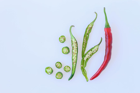 fresh chili on white backgroundの写真素材