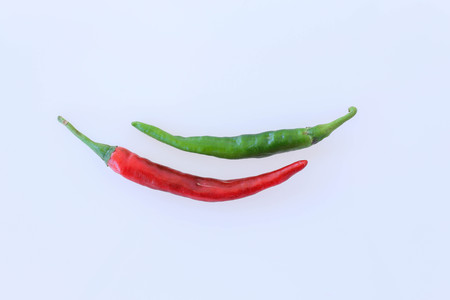 fresh chili on white backgroundの写真素材