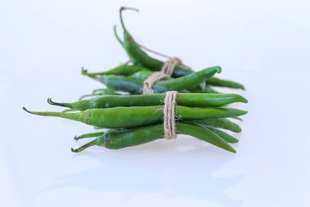 fresh chili on white backgroundの写真素材