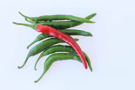 fresh chili on white backgroundの写真素材