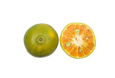 Orange fruit isolated on white backgroundの写真素材