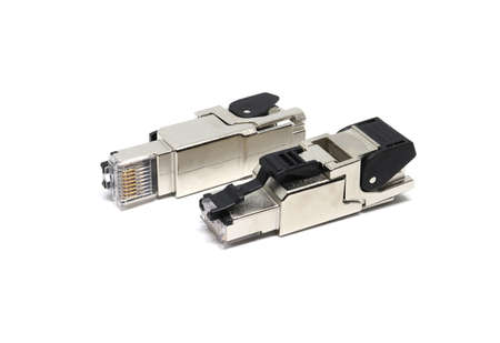 network RJ45 industrial installing connectors on a white background