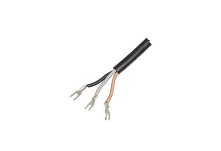 Electrical cable with terminal To connect electricity isolated on white backgroundの写真素材