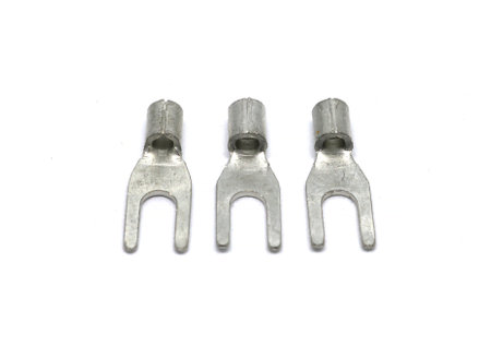Spade terminals electrical cable connector accessories isolated on white backgroundの写真素材