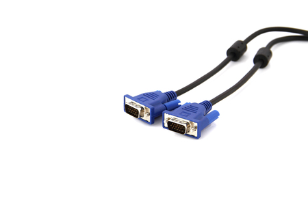 Blue VGA cables isolated on white background