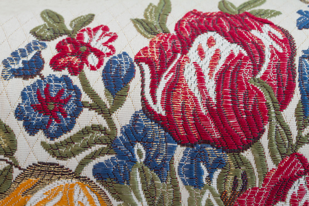 embroider flower on fabric texture