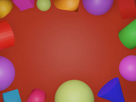 3 d rendering various shapes Abstract red background texture