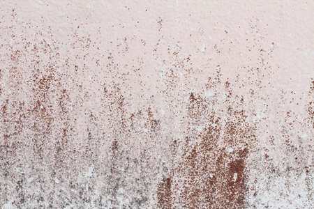 The pink and black background plaster walls are old and dirty
