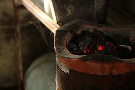 old stove in kitchenの写真素材