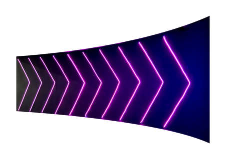 Neon arrow on a white background. 3d rendering, 3d illustration.