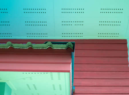 Low angle view, roof eaves corner, metal sheet