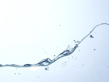 Water splash isolated and white gradient background. light blue and white background with color gradation and copy space above. generative aiの素材