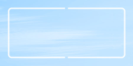 Motion blur background with sky scenery or environment and rectangle frame with glowing. blurry blue sky and cloudsの写真素材