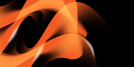 Abstract illustration background of red glowing curved liquid or fabric on black background and copy space.の写真素材