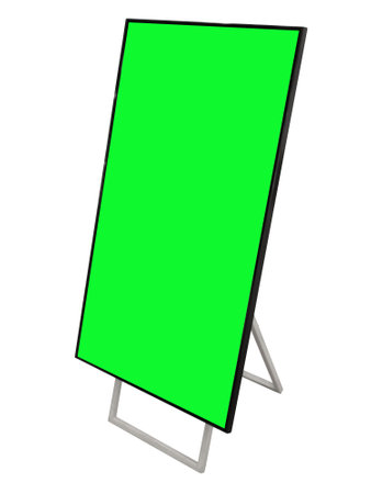 Vertical banner-perspective view green widescreen tv on white standの写真素材