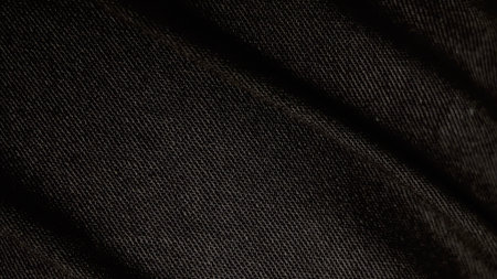 Black wave fabric on isolated. Abstract curved curtian background and copy space.