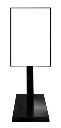 Photo banner display black steel frame. The design is clean and contemporary, featuring a large,...