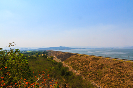 Kra Seaw Dam in Suphan Buri Thailand.の写真素材