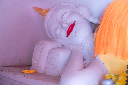 The white buddha lying in the ole temple.の写真素材