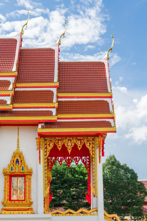 Old Thai temple is famous in the south of Thailand.  in the blue sky.の写真素材
