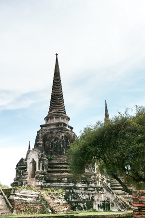 The ancient pagodas are in the sky with beautiful rain clouds.の写真素材
