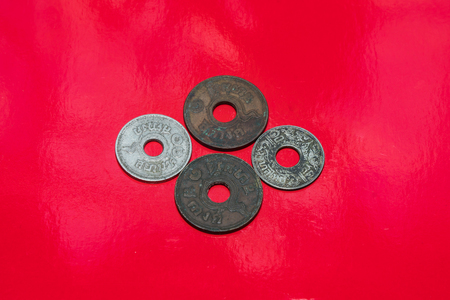 Thai currency is in baht. There are coins and many designs and are not currently in use in the market.のeditorial素材