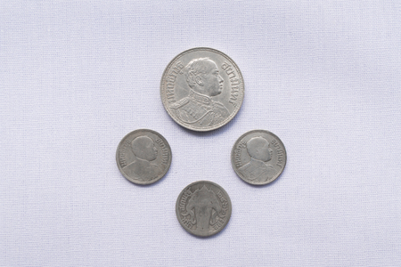 Thai currency over a hundred years ago With archaeological value and currency history.のeditorial素材