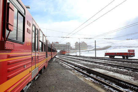 Alpine Alps mountain landscape at Jungfraujoch, Top of Europe Switzerlandの写真素材