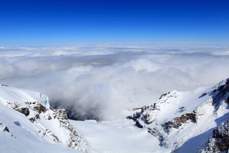 Alpine Alps mountain landscape at Jungfraujoch, Top of Europe Switzerlandの写真素材