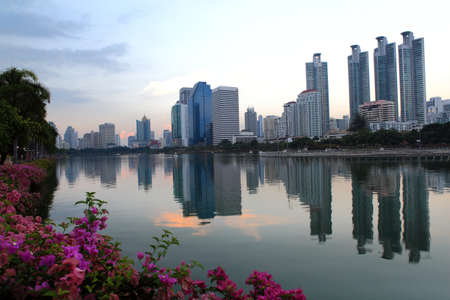 BANGKOK, THAILAND - October 23  Lake at the Benchakitti Park in Bangkok on 23 October 2013  Benjakiti Park is a park in honor of Her Majesty Queen Sirikit, is located in the factory area のeditorial素材